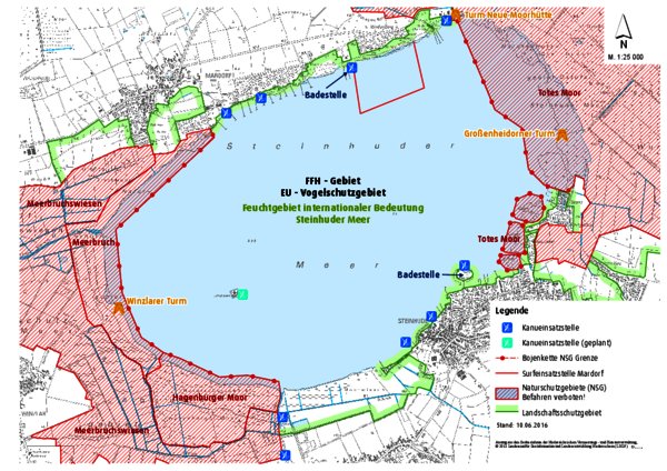 Karte mit Kanueinsatzstellen am Steinhuder Meer | Umwelt | Region